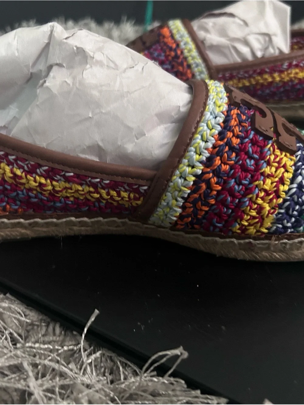 Tory Burch Multicolor Crochet Espadrille Slip-Ons
